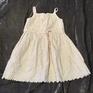 Vintage 90s Y2K Baby Gap Pink Eyelet Lace Tank Summer Sun Dress Size 3